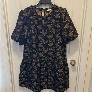 Elegant Black and Gold Floral Dress